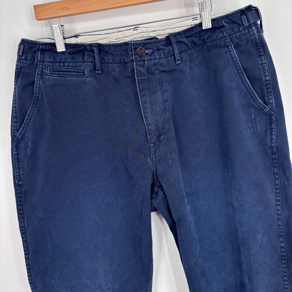VTG Polo Ralph Lauren RL 67 Chino Pants Mens 36x31 (Tag 36x32) Navy Side Adjust